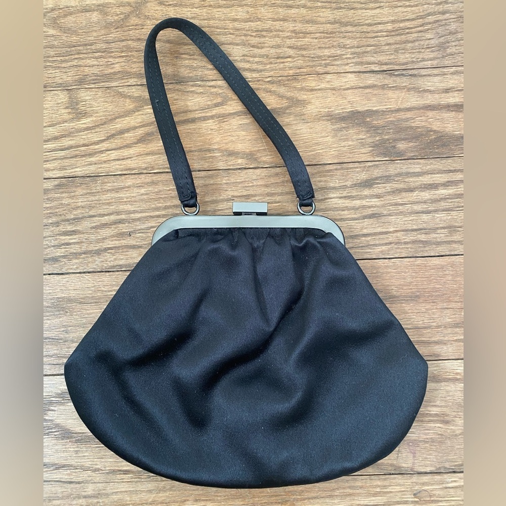 Vintage Saks Fifth Avenue black satin evening bag